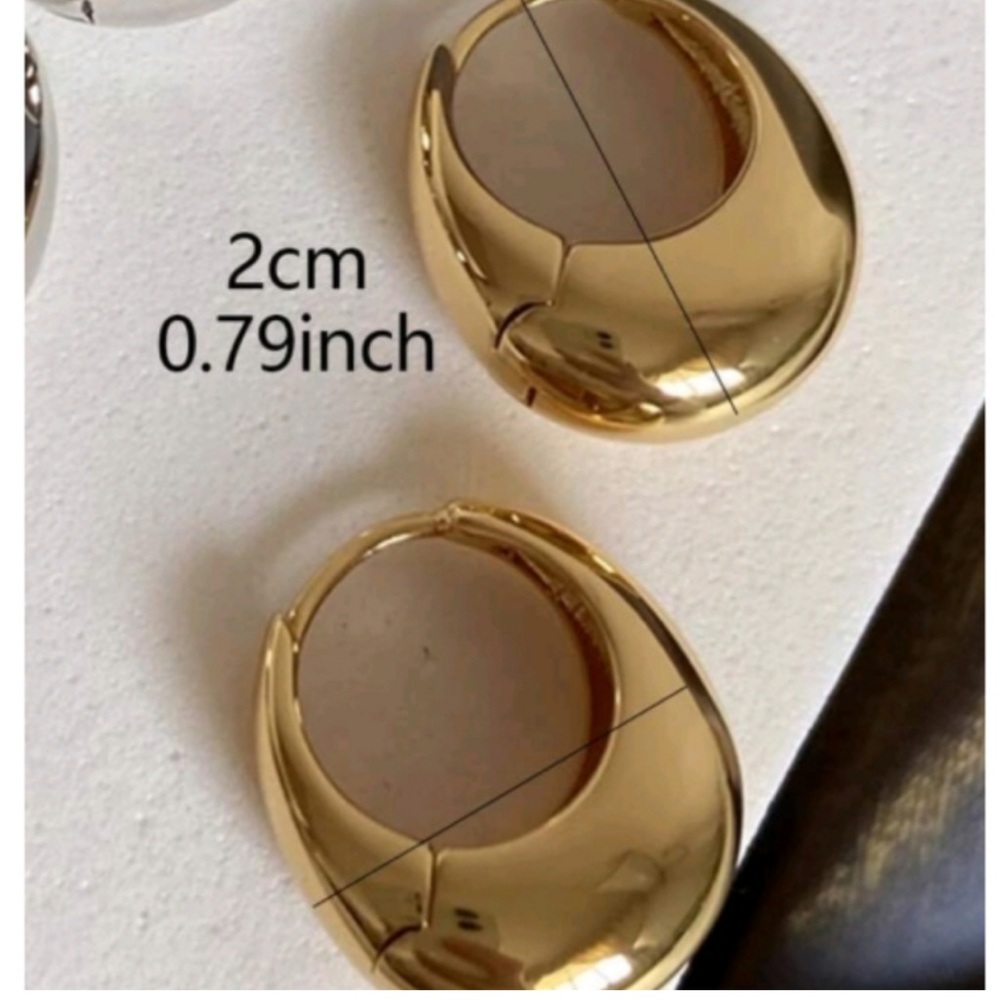 Anthropologie French Minimalist Huggie Hoop Trendy Thick Gold Earrings - Picture 3 of 3